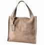 - Taupe zamszowa torebka shopper cappuccino ZAMSZ NATURALNY Vera Pelle