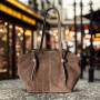 - Cappuccino fango zamszowa torebka shopper ZAMSZ NATURALNY Vera Pelle