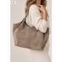 - Taupe zamszowa torebka fango shopper XL cappuccino ZAMSZ A4 Vera Pelle