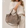 - Taupe zamszowa torebka fango shopper XL cappuccino ZAMSZ A4 Vera Pelle