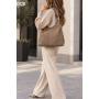 - Cappuccino torebka shopper ZAMSZ NATURALNY + SKÓRA NATURALNA Vera Pelle