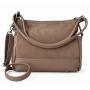 - Cappuccino torebka shopper taupe ZAMSZ NATURALNY + SKÓRA NATURALNA Vera Pelle