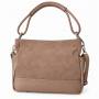 - Cappuccino torebka shopper taupe ZAMSZ NATURALNY + SKÓRA NATURALNA Vera Pelle