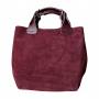 - Bordowa zamszowa torebka shopper ZAMSZ NATURALNY Vera Pelle