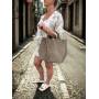- Cappuccino zamszowa torebka shopper taupe ZAMSZ NATURALNY Vera Pelle