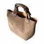 - Cappuccino zamszowa torebka shopper taupe ZAMSZ NATURALNY Vera Pelle