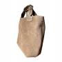 - Cappuccino zamszowa torebka shopper taupe ZAMSZ NATURALNY Vera Pelle