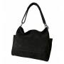 - Czarna zamszowa torebka shopper czarny ZAMSZ NATURALNY Vera Pelle