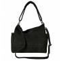 - Czarna zamszowa torebka shopper czarny ZAMSZ NATURALNY Vera Pelle