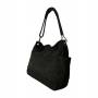 - Czarna zamszowa torebka shopper czarny ZAMSZ NATURALNY Vera Pelle