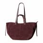 - Bordowa zamszowa torebka shopper burgund ZAMSZ NATURALNY Vera Pelle