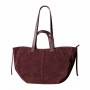 - Bordowa zamszowa torebka shopper burgund ZAMSZ NATURALNY Vera Pelle