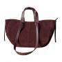 - Bordowa zamszowa torebka shopper burgund ZAMSZ NATURALNY Vera Pelle