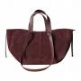 - Bordowa zamszowa torebka shopper burgund ZAMSZ NATURALNY Vera Pelle