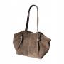 - Cappuccino fango zamszowa torebka shopper ZAMSZ NATURALNY Vera Pelle