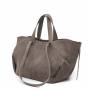 - Cappuccino zamszowa torebka shopper taupe ZAMSZ NATURALNY Vera Pelle