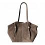 - Cappuccino fango zamszowa torebka shopper ZAMSZ NATURALNY Vera Pelle