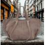 - Cappuccino zamszowa torebka shopper taupe ZAMSZ NATURALNY Vera Pelle