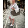 - Cappuccino zamszowa torebka shopper taupe ZAMSZ NATURALNY Vera Pelle