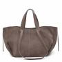 - Cappuccino zamszowa torebka shopper taupe ZAMSZ NATURALNY Vera Pelle