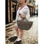- Cappuccino zamszowa torebka shopper taupe ZAMSZ NATURALNY Vera Pelle