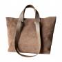- Cappuccino torebka zamszowa shopper taupe ZAMSZ NATURALNY Vera Pelle