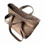- Cappuccino torebka zamszowa shopper taupe ZAMSZ NATURALNY Vera Pelle