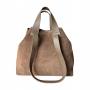 - Cappuccino torebka zamszowa shopper taupe ZAMSZ NATURALNY Vera Pelle