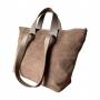 - Cappuccino torebka zamszowa shopper taupe ZAMSZ NATURALNY Vera Pelle
