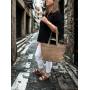 - Cappuccino torebka zamszowa shopper taupe ZAMSZ NATURALNY Vera Pelle