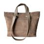 - Cappuccino torebka zamszowa shopper taupe ZAMSZ NATURALNY Vera Pelle
