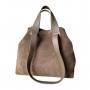 - Cappuccino torebka zamszowa shopper taupe ZAMSZ NATURALNY Vera Pelle